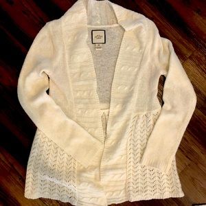 Medium Cream Long Cardigan Button Detail